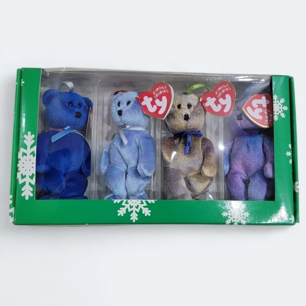 NEW Vintage Ty Beanie Babies The Jingle Beanies Collection Ornament set of 4